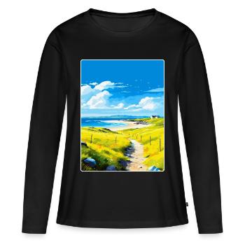 Isle Of Tiree Schottland Vereinigtes Königreich Reiseposter Souvenir - Frauen Premium Bio Langarmshirt - Schwarz - Vorne - Julia (174cm)
