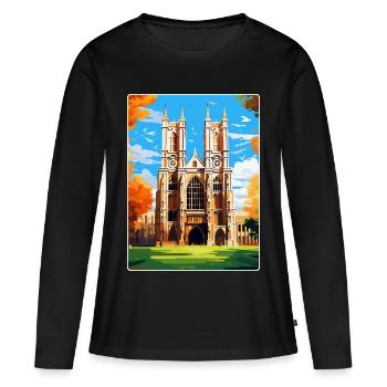 Westminster Abbey London England Großbritannien Reiseplakat - Frauen Premium Bio Langarmshirt - Schwarz - Vorne - Julia (174cm)