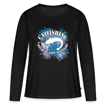 Wels Waller fischen Wels auf Farbklecksen - Frauen Premium Bio Langarmshirt - Schwarz - Vorne - Julia (174cm)