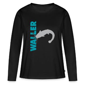 Wels fischen Kampf mit dem starken Wels - Frauen Premium Bio Langarmshirt - Schwarz - Vorne - Julia (174cm)