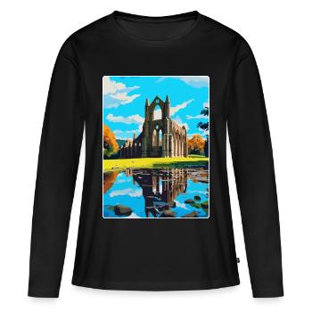 Bolton Abbey England Uk Reise Poster Souvenir WPA - Frauen Premium Bio Langarmshirt - Schwarz - Vorne - Julia (174cm)