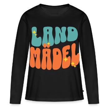 Landmädel Dorfkind Landleben Spruch - Frauen Premium Bio Langarmshirt - Schwarz - Vorne - Julia (174cm)
