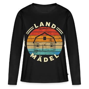 Fille de la campagne Village Enfant Rétro - T-shirt manches longues Premium bio Femme - noir - Devant - Julia (174cm)