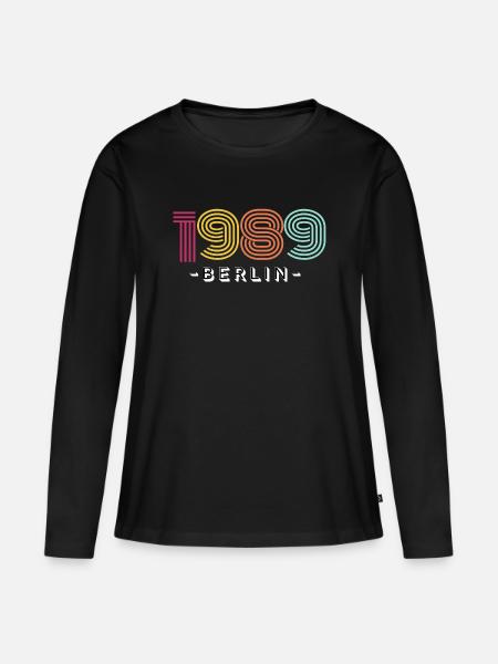 1989-Berlin - Frauen Premium Bio Langarmshirt - Schwarz