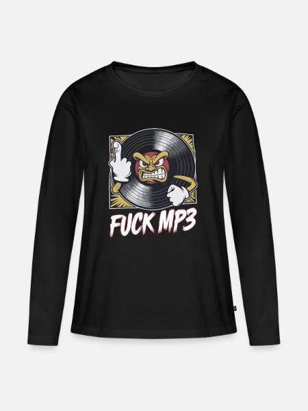 Fuck MP3 - Frauen Premium Bio Langarmshirt - Schwarz