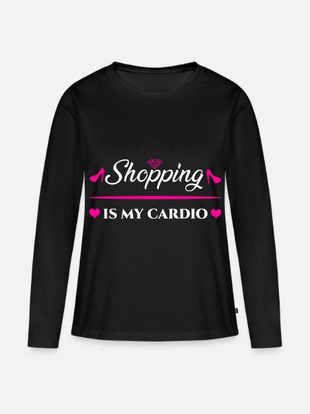 Shopping Is My Cardio - Frauen Premium Bio Langarmshirt - Schwarz