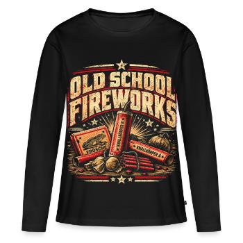 Old School Fireworks - Frauen Premium Bio Langarmshirt - Schwarz - Vorne - Julia (174cm)
