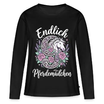 9. Geburtstag Pferdemädchen Endlich 9 Jahre Pferd - Frauen Premium Bio Langarmshirt - Schwarz - Vorne - Julia (174cm)