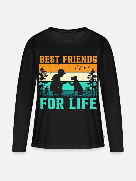 Beste Freunde Fürs Leben Hund - Frauen Premium Bio Langarmshirt - Schwarz