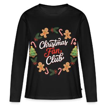 Weihnachts-Fanclub-Kranz - Frauen Premium Bio Langarmshirt - Schwarz - Vorne - Julia (174cm)