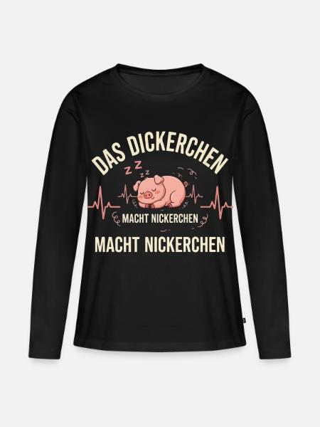 DAS DICKERCHEN MACHT NICKERCHEN - Frauen Premium Bio Langarmshirt - Schwarz