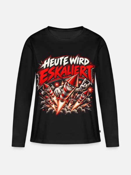 Heute wird eskaliert – Silvester Feuerwerk - Frauen Premium Bio Langarmshirt - Schwarz