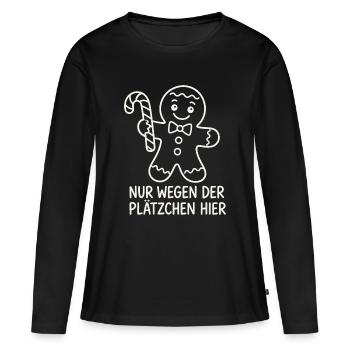 Weihnachts-Gingerbread mit Zuckerstange - Frauen Premium Bio Langarmshirt - Schwarz - Vorne - Julia (174cm)
