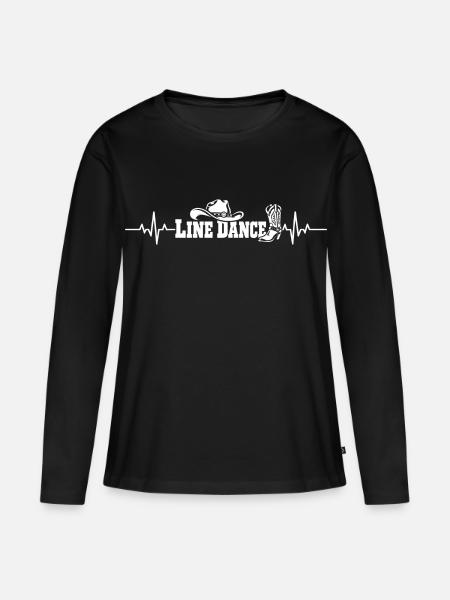 Line Dance Herzschlag - Frauen Premium Bio Langarmshirt - Schwarz