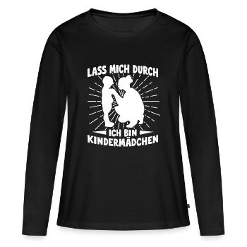 Kinderbetreuungsanbieter Lass Mich Durch - Frauen Premium Bio Langarmshirt - Schwarz - Vorne - Julia (174cm)