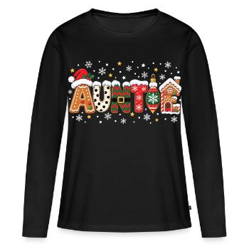 Familienfeier der Tante Weihnachten - Frauen Premium Bio Langarmshirt - Schwarz - Vorne - Julia (174cm)