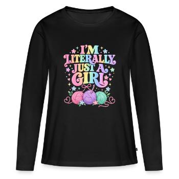 Nur ein Hobby für Mädchenhäkelgarn - Frauen Premium Bio Langarmshirt - Schwarz - Vorne - Julia (174cm)