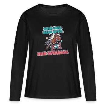 Hobby Horsing Steckenpferd Springen - Frauen Premium Bio Langarmshirt - Schwarz - Vorne - Julia (174cm)