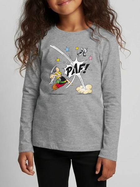 Asterix & Obelix - Asterix Faust - Kinder Premium Bio Langarmshirt - Grau meliert - Vorne - AI Model Kid Female (0cm)