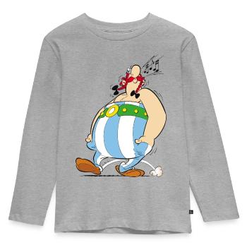 Asterix & Obelix - Obelix Sifflant - T-shirt manches longues Premium Enfant - gris chiné - Devant - AI Model Kid Female (0cm)