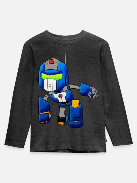 Robot - Kinder Premium Bio Langarmshirt - Anthrazit meliert
