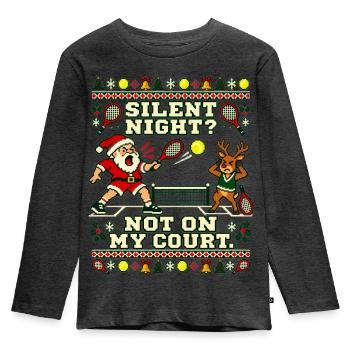 Weihnachten Tennis Tennishumor - Kinder Premium Bio Langarmshirt - Anthrazit meliert - Vorne - AI Model Kid Male (0cm)
