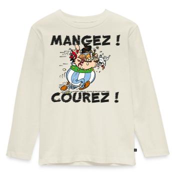 Obelix – Iss! Lauf! - Kinder Premium Bio Langarmshirt - Naturweiß - Vorne - AI Model Kid Female (0cm)