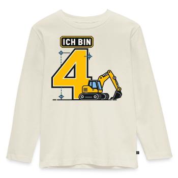 4. Geburtstag Bagger Baustelle - Kinder Premium Bio Langarmshirt - Naturweiß - Vorne - AI Model Kid Female (0cm)