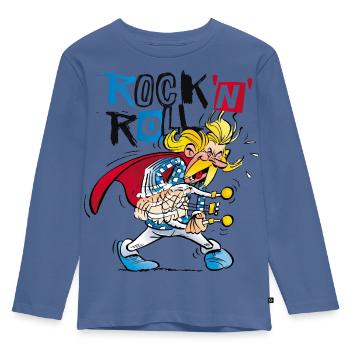 Asterix & Obelix Troubadix Singt Rock'N'Roll - Kinder Premium Bio Langarmshirt - Taubenblau - Vorne - AI Model Kid Female (0cm)