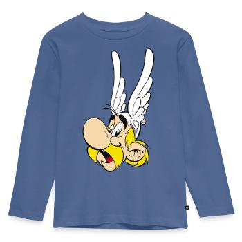 Asterix & Obelix - Flügelhelm - Kinder Premium Bio Langarmshirt - Taubenblau - Vorne - AI Model Kid Female (0cm)