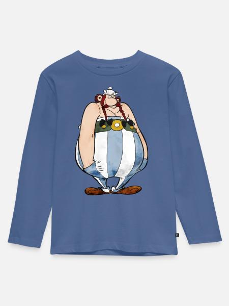 Asterix Obelix Hände In Den Taschen - Kinder Premium Bio Langarmshirt - Taubenblau