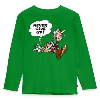 Asterix & Obelix geben niemals auf - Kinder Premium Bio Langarmshirt - Grün - Vorne - AI Model Kid Female (0cm)
