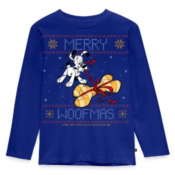 Asterix - Idefix Merry Christmas - Kinder Premium Bio Langarmshirt - Royalblau - Vorne - AI Model Kid Male (0cm)
