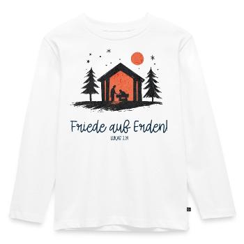 Friede auf Erden Weihnachtskrippe Heilige Familie - Kinder Premium Bio Langarmshirt - Weiß - Vorne - AI Model Kid Female (0cm)