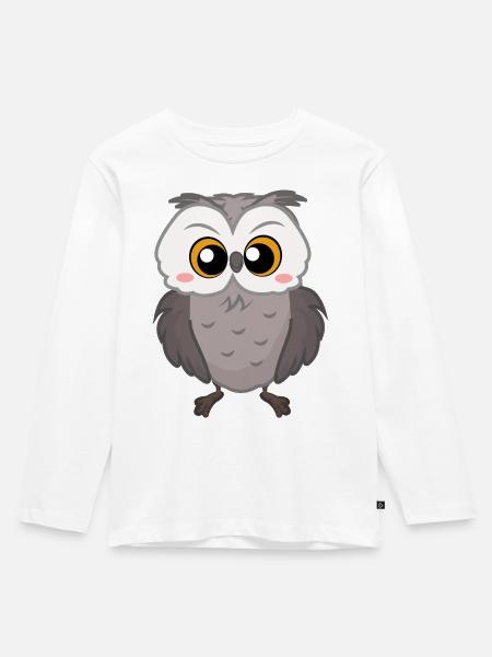 Eule - Kinder Premium Bio Langarmshirt - Weiß