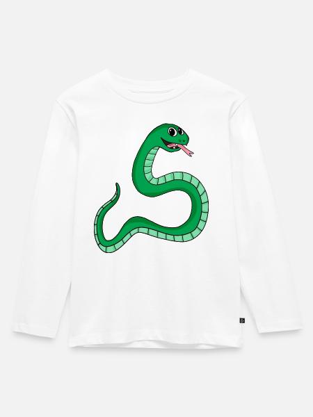 Schlange - Kinder Premium Bio Langarmshirt - Weiß