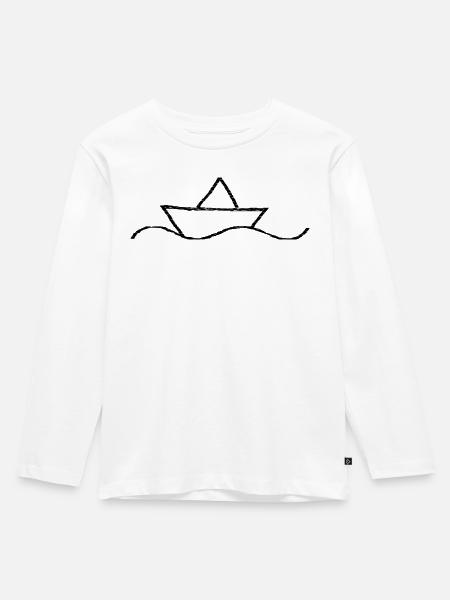 Boot - Kinder Premium Bio Langarmshirt - Weiß