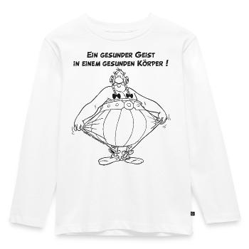 Obelix: Ein gesunder Geist, in einem Gesunden Kör - Kinder Premium Bio Langarmshirt - Weiß - Vorne - AI Model Kid Female (0cm)