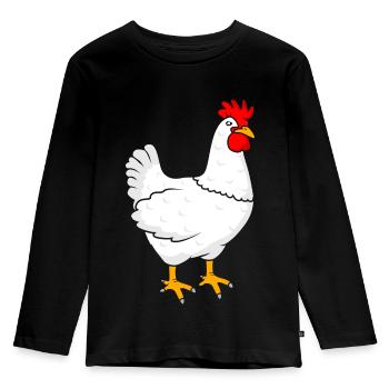 Huhn - Kinder Premium Bio Langarmshirt - Schwarz - Vorne - AI Model Kid Male (0cm)