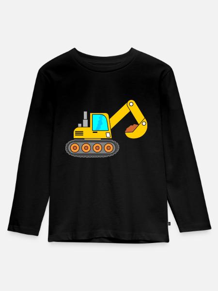 Bagger Baumaschine - Kinder Premium Bio Langarmshirt - Schwarz