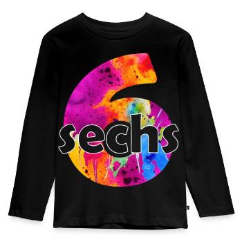 SECHS 6 JAHRE JUNGE 6. GEBURTSTAG - Kinder Premium Bio Langarmshirt - Schwarz - Vorne - AI Model Kid Male (0cm)