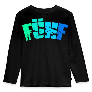 Geburtstag Junge 5 Jahre Flugzeug Flugzeuge - Kinder Premium Bio Langarmshirt - Schwarz - Vorne - AI Model Kid Male (0cm)