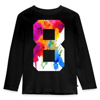 NUMMER 8 JAHRE ALT 8. GEBURTSTAG - Kinder Premium Bio Langarmshirt - Schwarz - Vorne - AI Model Kid Male (0cm)