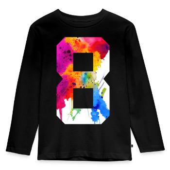 NUMMER 8 JAHRE ALT 8. GEBURTSTAG - Kinder Premium Bio Langarmshirt - Schwarz - Vorne - AI Model Kid Male (0cm)