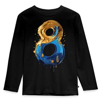 NR. 8 NUMMER 8 COOL 8. GEBURTSTAG - Kinder Premium Bio Langarmshirt - Schwarz - Vorne - AI Model Kid Male (0cm)