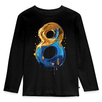 NR. 8 NUMMER 8 COOL 8. GEBURTSTAG - Kinder Premium Bio Langarmshirt - Schwarz - Vorne - AI Model Kid Male (0cm)
