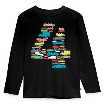 4 Jahre Jungen 4.Geburtstag Kindergeburtstag Autos - Kinder Premium Bio Langarmshirt - Schwarz - Vorne - AI Model Kid Male (0cm)