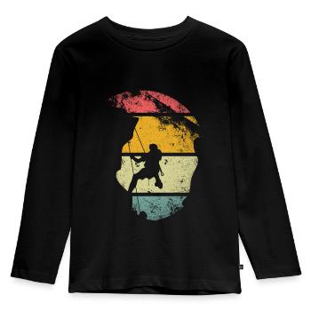 Abseilen Felsklettern Felskletterer Retro Vintage - Kinder Premium Bio Langarmshirt - Schwarz - Vorne - AI Model Kid Male (0cm)