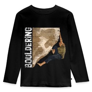 Draufgängerischer Boulderer Felswand - Kinder Premium Bio Langarmshirt - Schwarz - Vorne - AI Model Kid Male (0cm)