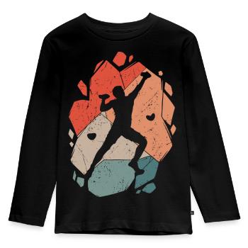 Klettern Bergsteiger Bouldern Boulder - Kinder Premium Bio Langarmshirt - Schwarz - Vorne - AI Model Kid Male (0cm)